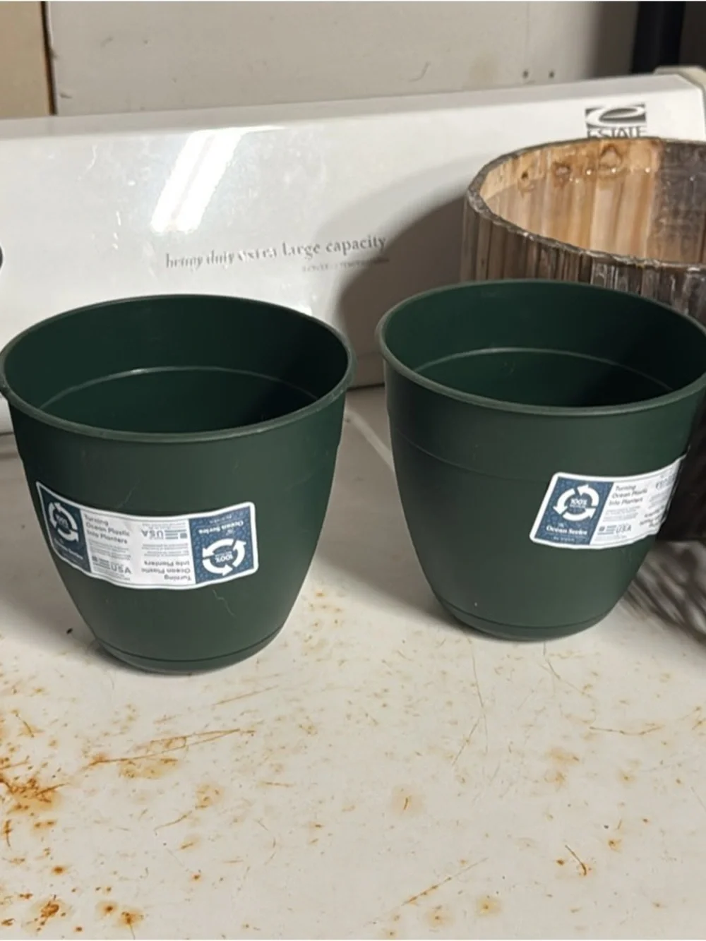 Source Unknown Dark Green Plastic Plant Pots - Set of 2
